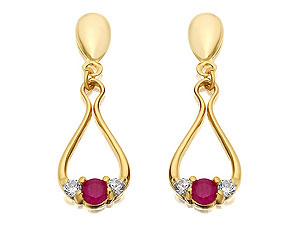 9ct gold Ruby and Cubic Zirconia Swing Earrings