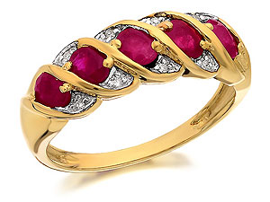9ct Gold Ruby And Diamond Band Half Eternity