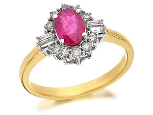 9ct Gold Ruby And Diamond Cluster Ring 0.33ct -