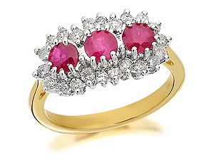 9ct Gold Ruby And Diamond Cluster Ring 0.5ct -