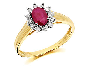 9ct gold Ruby and Diamond Cluster Ring 047410-J