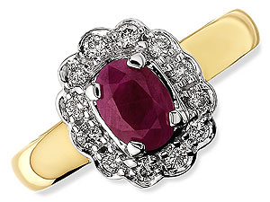 9ct gold Ruby and Diamond Cluster Ring 047412-J