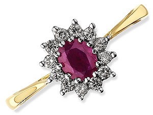 9ct gold Ruby and Diamond Cluster Ring 047413-O