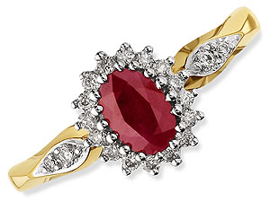9ct Gold Ruby and Diamond Cluster Ring 047415-Q