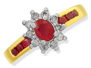 9ct gold Ruby and Diamond Cluster Ring 047474