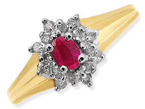 9ct gold Ruby and Diamond Cluster Ring 047483-M
