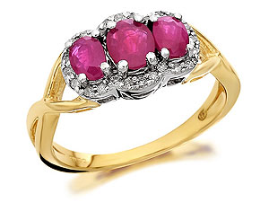 9ct Gold Ruby And Diamond Cluster Ring 10pts -