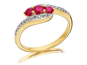 9ct gold Ruby and Diamond Crossover Ring 047305-L