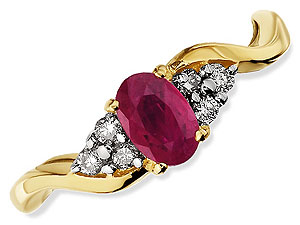 9ct gold Ruby and Diamond Curve Ring 047411-J