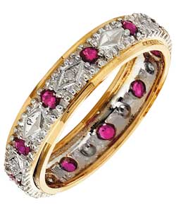 9ct Gold Ruby and Diamond Full Eternity Ring
