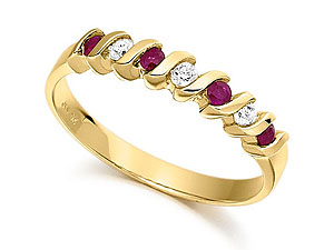 9ct gold Ruby and Diamond Half Eternity Ring 048223-K