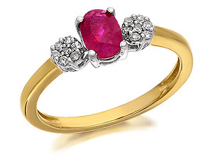 9ct Gold Ruby And Diamond Ring 10pts - 047320
