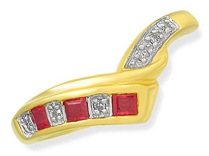 9ct gold Ruby and Diamond Wishbone Ring 048208-O