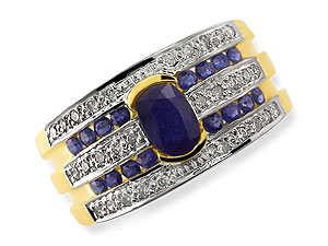 9ct gold Sapphire and Diamond Band Ring 046590-R