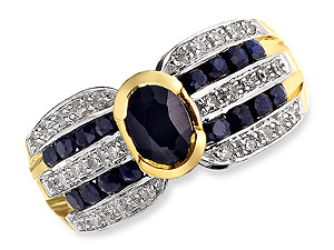9ct gold Sapphire and Diamond Band Ring 046592-M