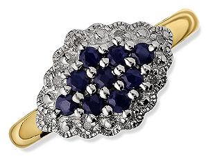 Sapphire and Diamond Cluster Cushion Ring 046713-N