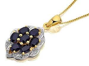 9ct Gold Sapphire And Diamond Cluster Pendant