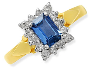 9ct gold Sapphire and Diamond Cluster Ring 046702-O