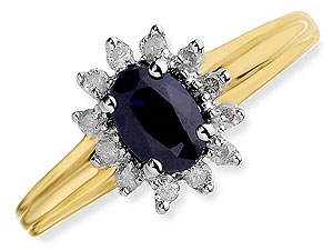 9ct gold Sapphire and Diamond Cluster Ring 046708-J