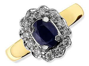 Sapphire and Diamond Cluster Ring 046709-J