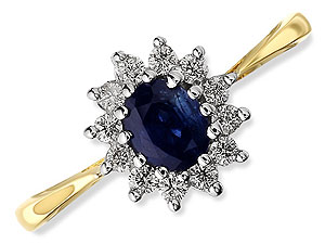9ct gold Sapphire and Diamond Cluster Ring 046710-L