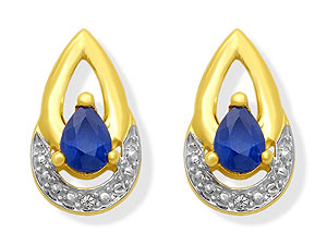 9ct gold Sapphire and Diamond Earrings 070361