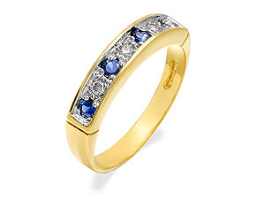 9ct gold Sapphire and Diamond Half Eternity Ring 048101-K