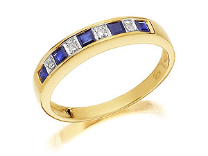 9ct gold Sapphire and Diamond Half Eternity Ring 048125-L