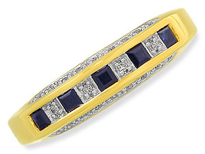 9ct gold Sapphire and Diamond Half Eternity Ring 048842-J