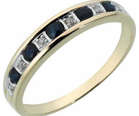 9ct Gold Sapphire and Diamond Half Eternity Ring