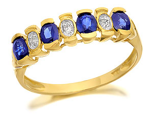 Sapphire And Diamond Half Hoop Ring -