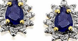 9ct Gold Sapphire And Diamond Peardrop Cluster