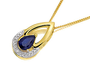 9ct gold Sapphire and Diamond Pendant and Chain
