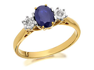 9ct Gold Sapphire And Diamond Ring 10pts - 046419