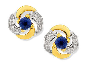 9ct Gold Sapphire And Diamond Swirl Earrings