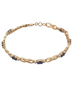 9ct Gold Sapphire and Diamond Twist Bracelet