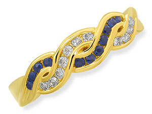 9ct gold Sapphire and Diamond Wavy Half Eternity Ring 048109-K