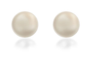 9ct Gold Simulated Pearl Ball Earrings 6mm -