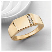 9ct gold Single Row Cubic Zirconia Gents Ring, S