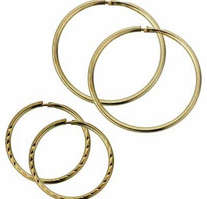 9ct Gold Sleeper Hoop Earrings - Set of 2
