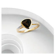 9ct gold smoky quartz and diamond ring L
