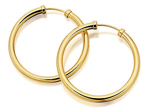 9ct Gold Tube Hoop Earrings 25mm - 072116