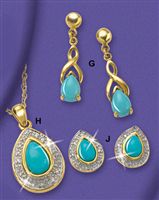 9ct gold Turquoise And Pave Set Diamond Pendant And Earrings Offer