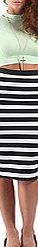 A-Babe Monochrome Black amp; White Striped Bodycon Midi Skirt (M/L 12/14)
