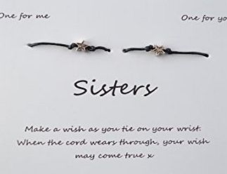 A Bit Krafty Friendship Wish Bracelet, One for Me One for You, Sisters - Black