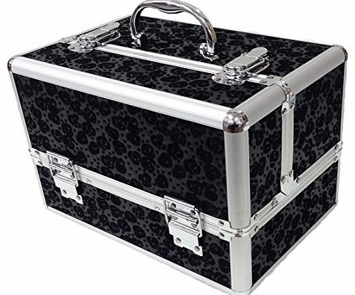 Large Black Floral Professional Aluminium Beauty Cosmetic Box Make Up Case