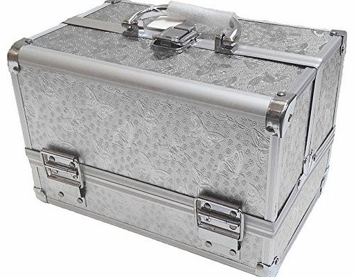A-Express Professional Silver Rose Aluminium Beauty Cosmetic Box Make Up Case