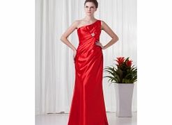 A-line One-shoulder Pleat Beading Draped