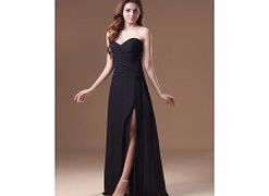 A-line Pleated Strapless Backless Side High-slit