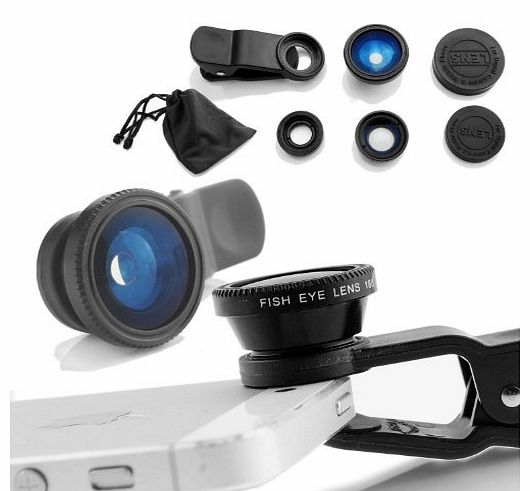 A-szcxtop(TM) Coco Digital High Quality Black 3 in 1 Camera Lens Kit Designed for iPhone, Samsung, HTC, IPad Tablet PC, Laptop (Fish Eye Lens, Wide Angle   Micro Lens)